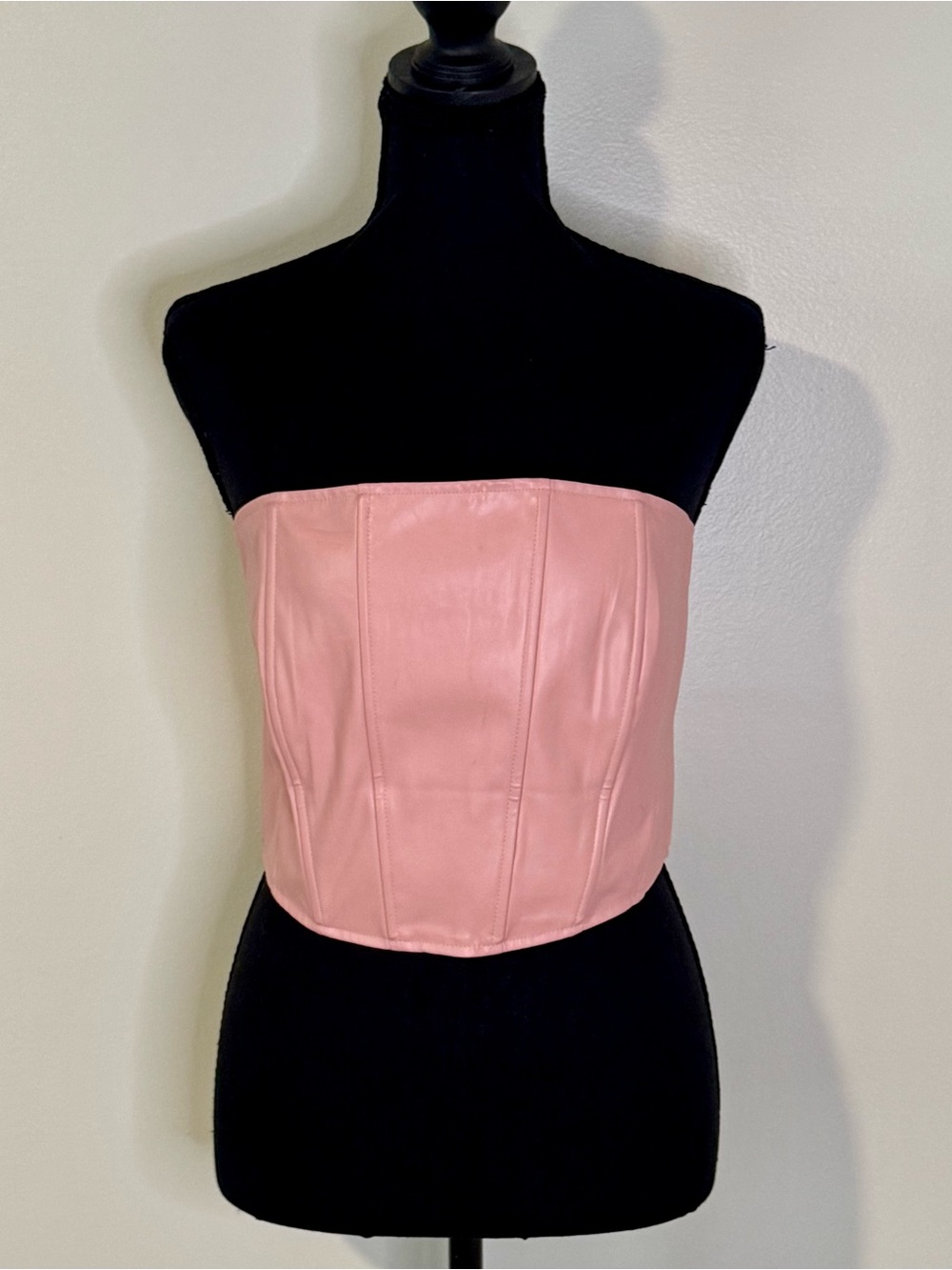 Strapless Pink Faux Leather Bustier Top - Modern Fashion